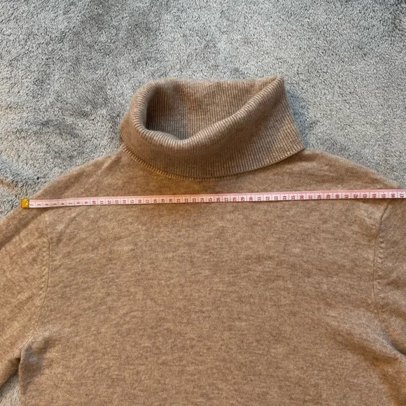 Bleu Gray Merino Wool (70%) & Cashmere (30%) Turtleneck Sweater - Camel Tan - M - Picture 7 of 10